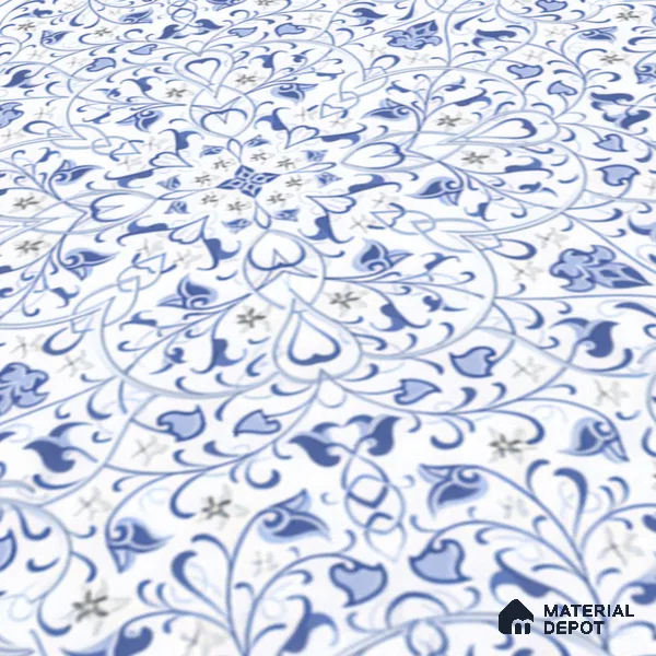 Moroccans Wall & Floor Tile TL 07247 B Azure Lace 1 ft x 1 ft Ceramic Matte Finish - 9 mm | 2 mm Spacer is Mandatory | Suitable For Bathroom, Kitchen, Dining Area | Please Expect a Slight Variation of Pattern